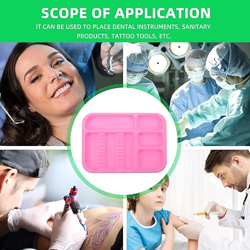 Miniatura 9 de Healifty Bandeja de instrumentos Dentista Dental Bandeja de instrumentos Bandeja autoclavable Bandeja de plástico Bandeja separada dividida Rosa