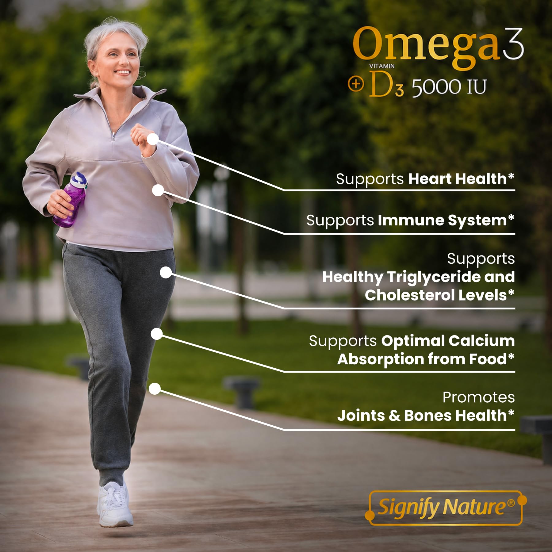SIGNIFY NATURE Omega-3 + D3 Fish Oil 1000mg / Vitamin D3 5000IU 90 Softgels — Amazon image 3