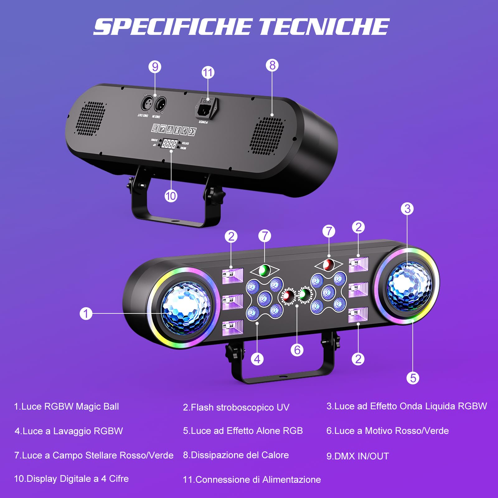 Luce per Feste in Discoteca 7 in 1,Luce per DJ con Treppiede Telescopico e Borsa per il Trasporto,Luce Stroboscopica per Feste con Telecomando Adatta per Natale in Casa Discoteca,Halloween
