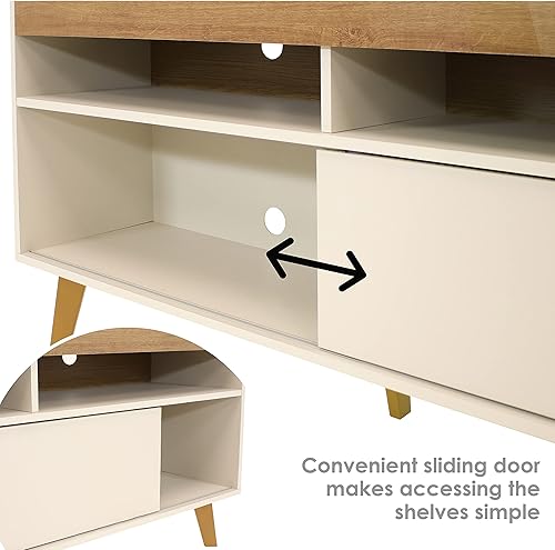 Miniatura 3 de Sunnydaze Soporte de TV moderno Mid-Century para TV de 58 pulgadas, soporte de entretenimiento para sala de estar, estudio o habitación familiar,