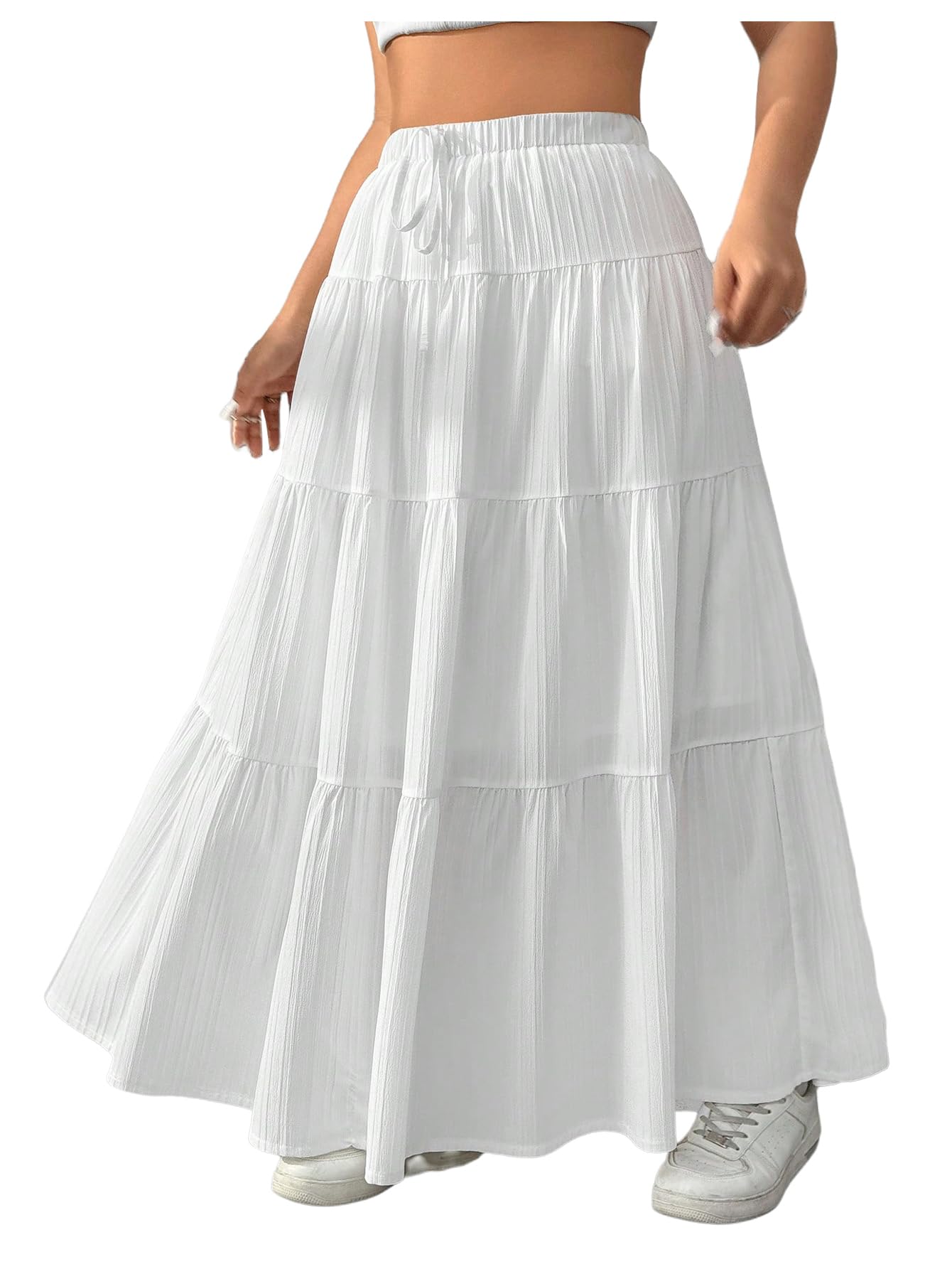 Verdusa Women's Long Maxi Skirt 2026 Boho Flowy Flared Ruffle Skirts Beach Vacation Spring Going Out Outfits