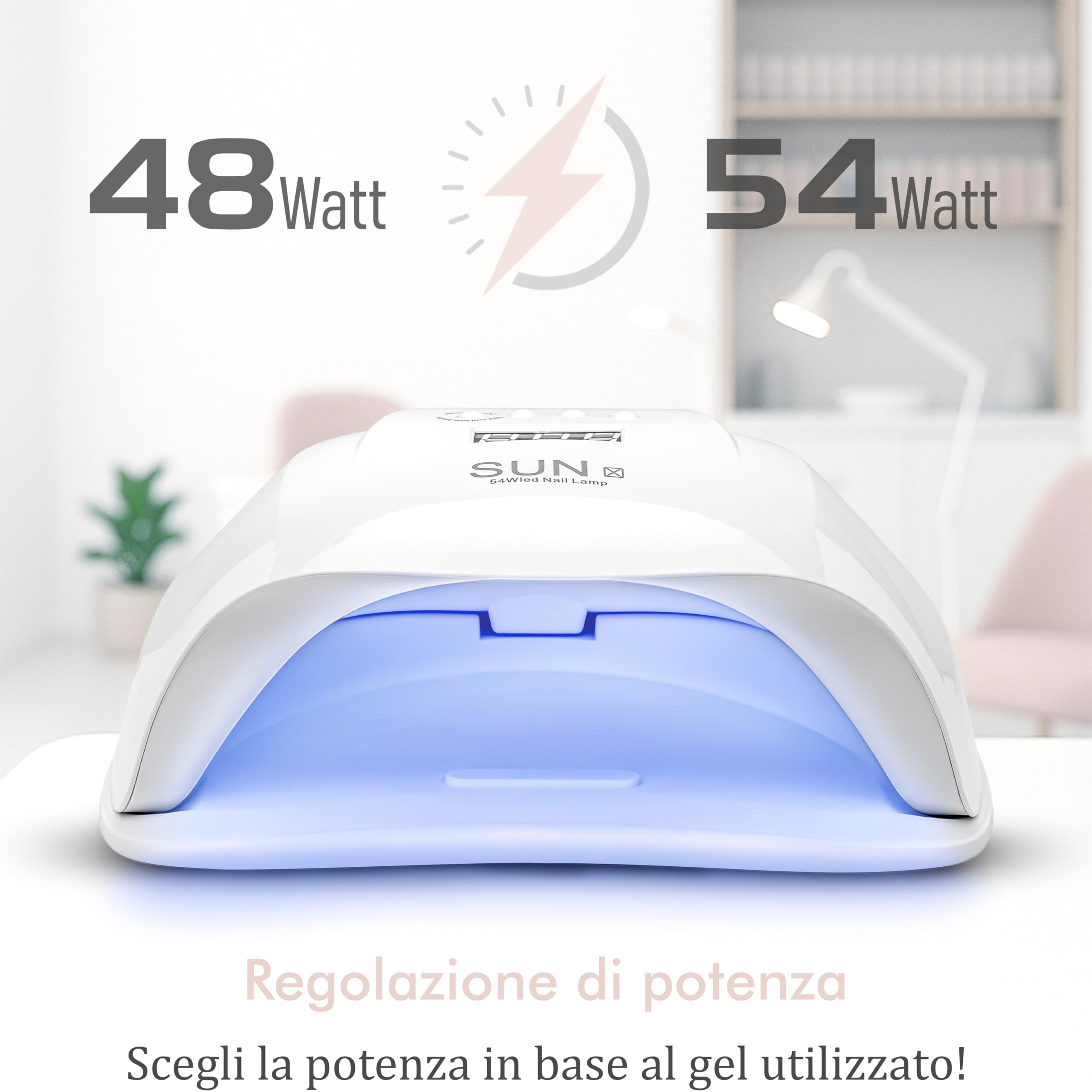 Lampada led unghie UV professionale 36 LED con 5 Timer da 48W / 54W. Fornetto ideale per manicure e pedicure con sensore movimento e base removibile. Forno asciuga smalto per gel UV e semipermanente.