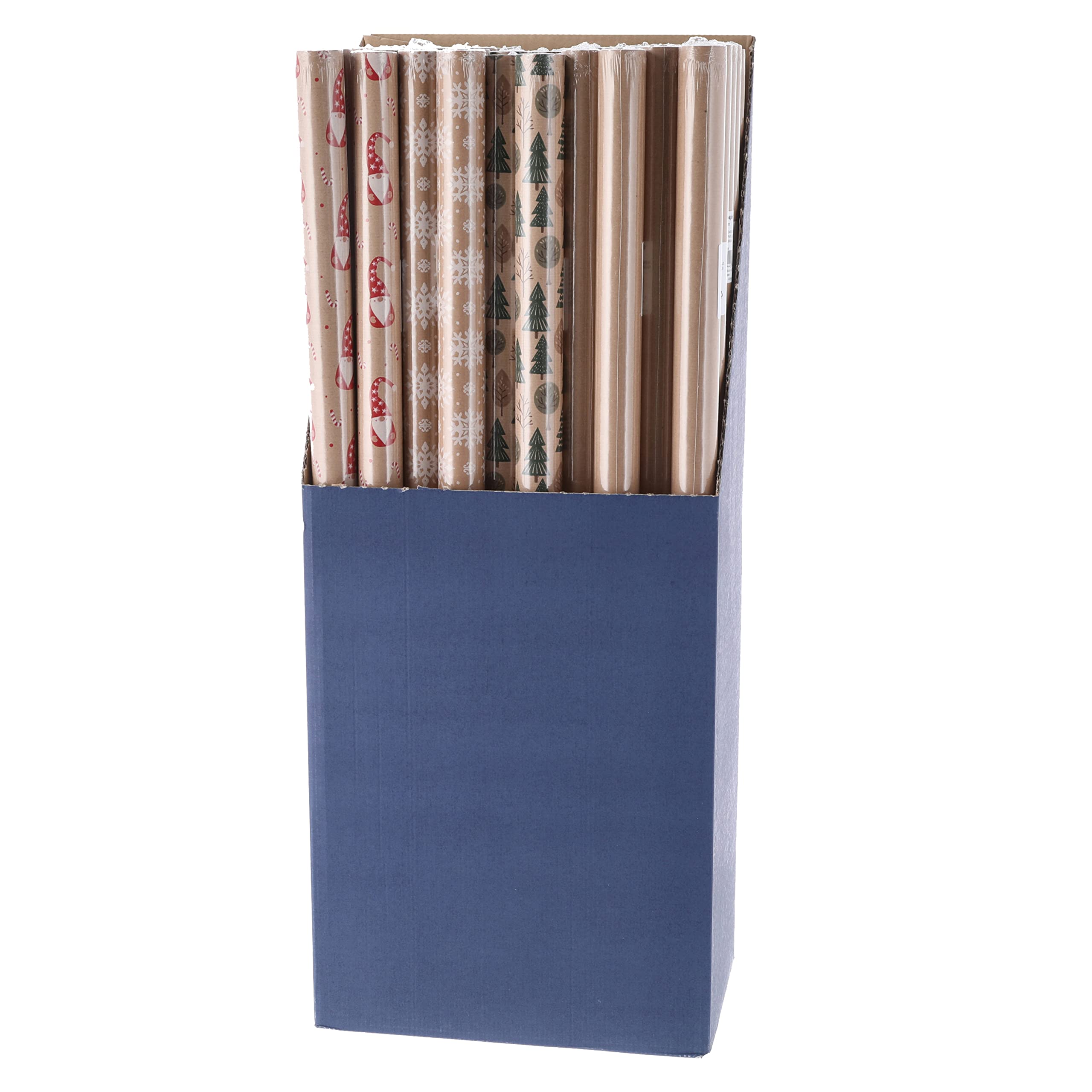 Geschenkpapier 50er Pack 4 Motive à 6 Stück | Papier natur 70x200cm | Geschenkpapierrolle Geschenkverpackung (1 x 50er Pack Geschenkpapier nature)
