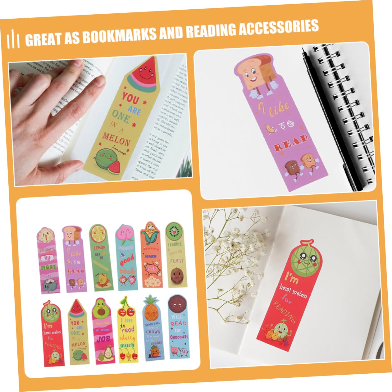 NUOBESTY 144stücke Duftende Früchte Lesezeichen Cartoon Frucht Designs Bunte Und Lustige Buchmarkierungen Für Jugendliche Zum Lesen Und Verschenken