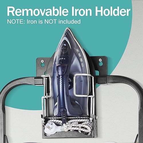 Miniatura 5 de Tabla de planchar sobre la puerta de 13 x 36 pulgadas con soporte de hierro y bolsa de almacenamiento de bolsillo, tabla de hierro colgante para el