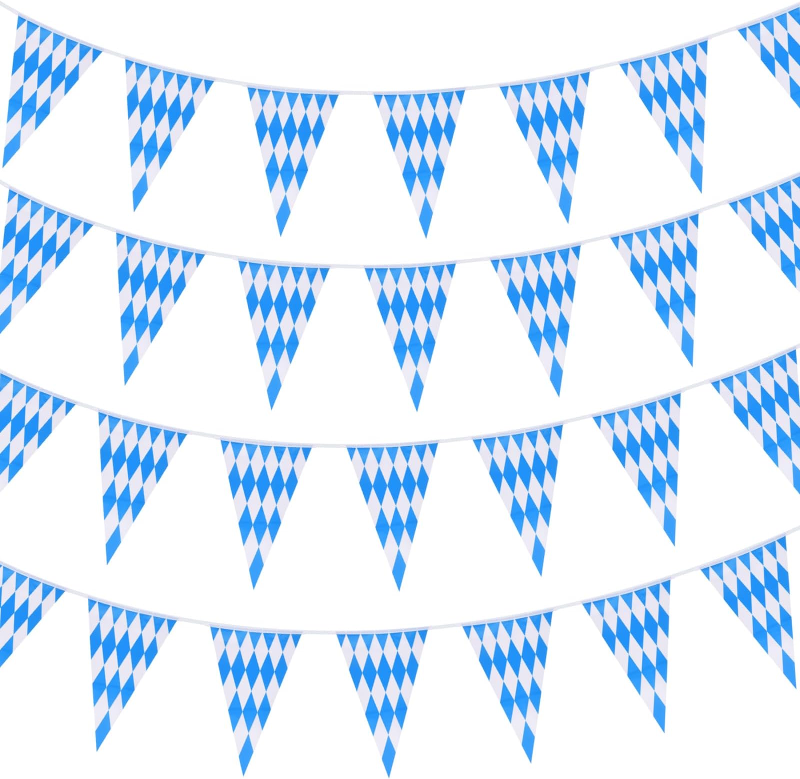 CHRORINE 132 Feet Oktoberfest Pennant Banner Bavarian Bunting Flags, Oktoberfest Decorations Party Supplies, German Party, October Festival Decorations (Blue and White)