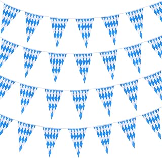 CHRORINE 132 Feet Oktoberfest Pennant Banner Bavarian Bunting Flags, Oktoberfest Decorations Party Supplies, German Party, October Festival Decorations (Blue and White)