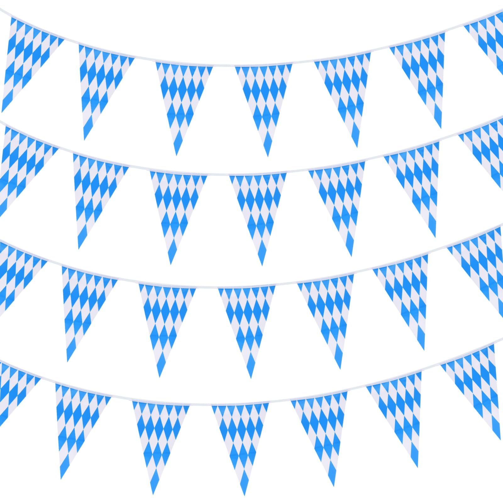 CHRORINE 132 Feet Oktoberfest Pennant Banner Bavarian Bunting Flags, Oktoberfest Decorations Party Supplies, German Party, October Festival Decorations (Blue and White)