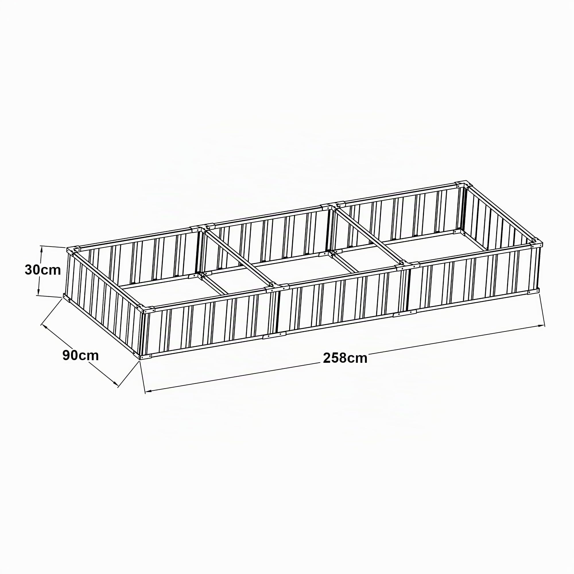 [en.casa] Aiuola Alta Fioriera Rialzata Contenitore Rettangolare in Acciaio Letto Elevato per Orto Fiori 258 x 90 x 30 cm Antracite Guanti Inclusi