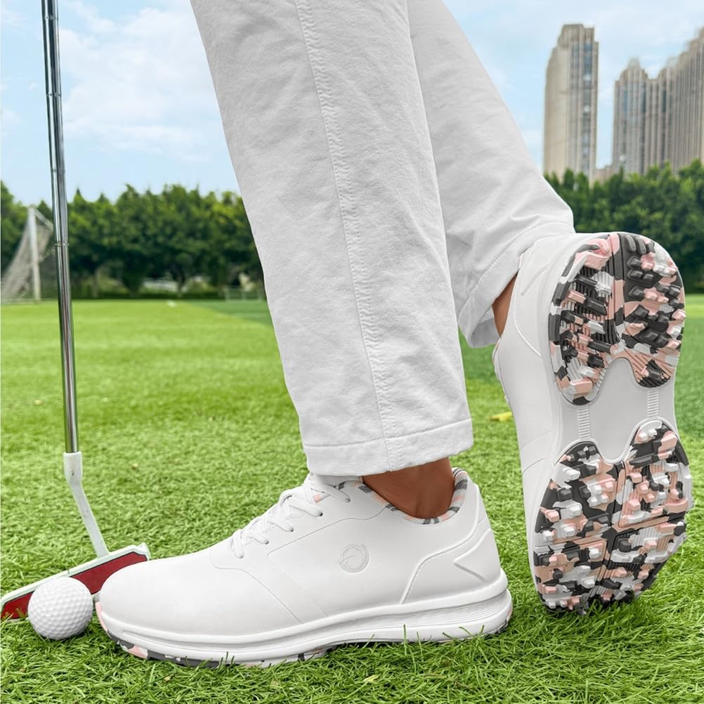 SDEQA Zapatos de Golf de Cuero Impermeables para Mujer, Informales, sin Clavos, Transpirables, Talla Grande