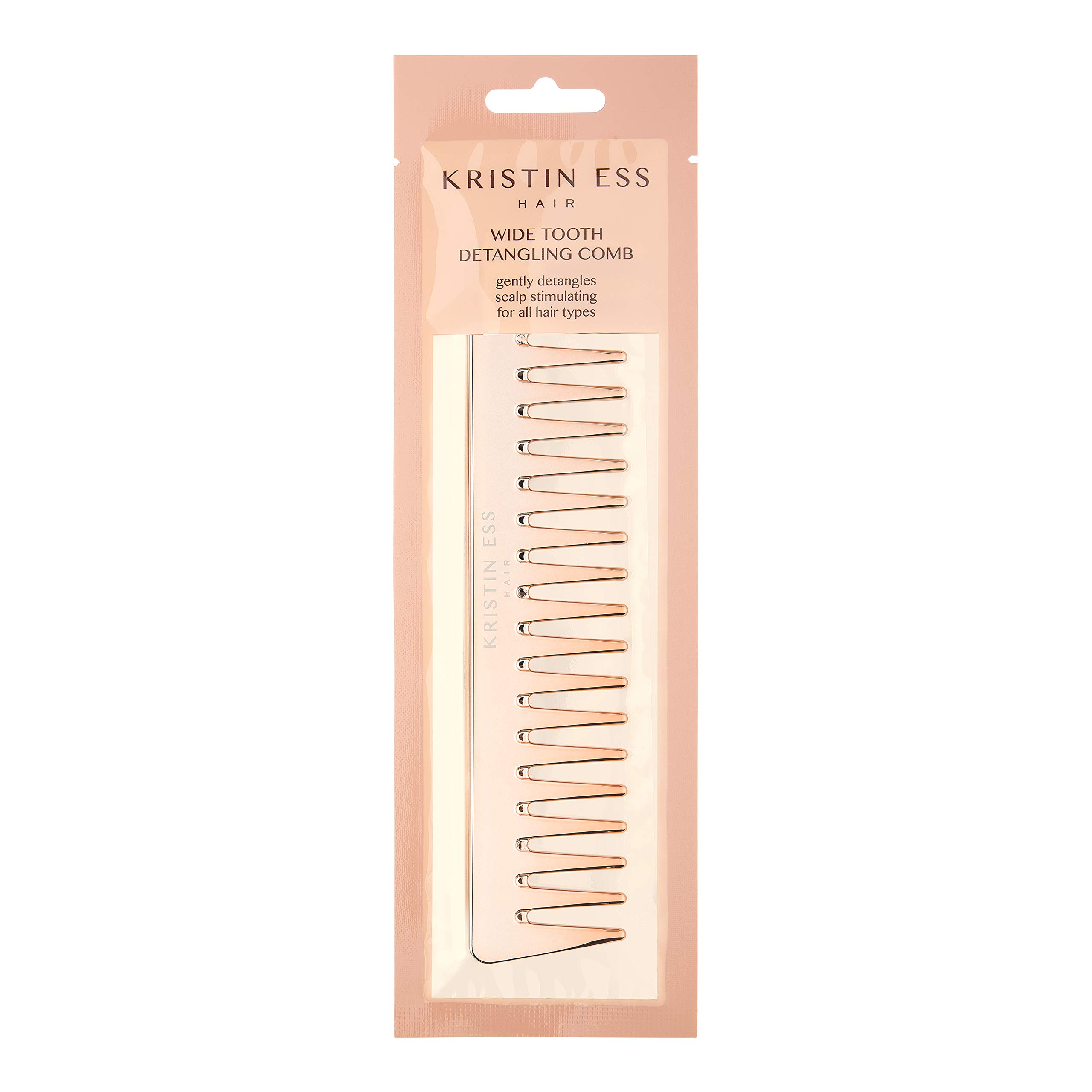 Kristin EssWide Tooth Detangling Hair Comb for Unisex 1 Pc Comb, Rose Gold
