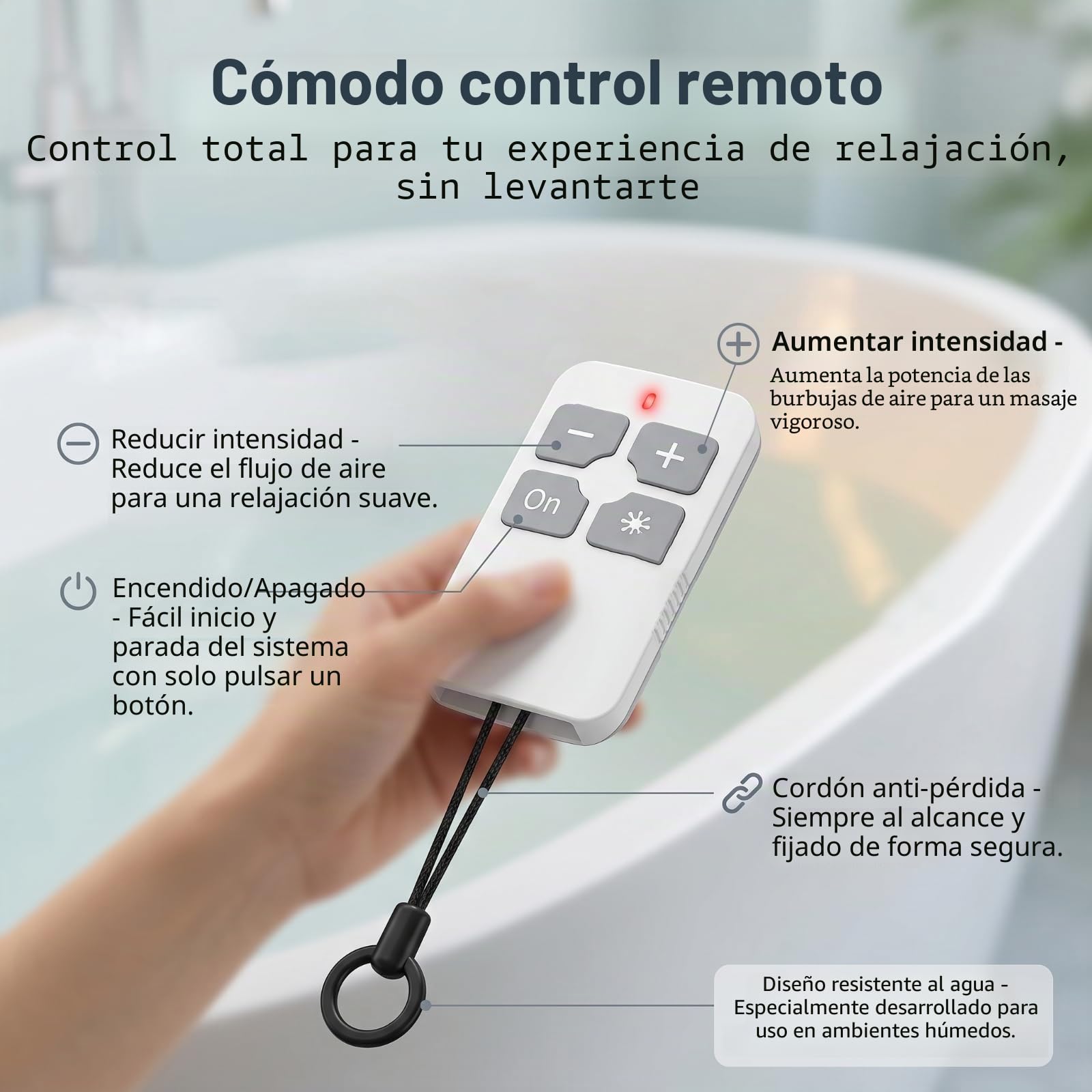 Alfombrilla de baño de spa con burbujas, alfombrilla de bañera de hidromasaje con cojín, ventosas antideslizantes, masajeador portátil con 6 burbujas de velocidad para relajación en el hogar