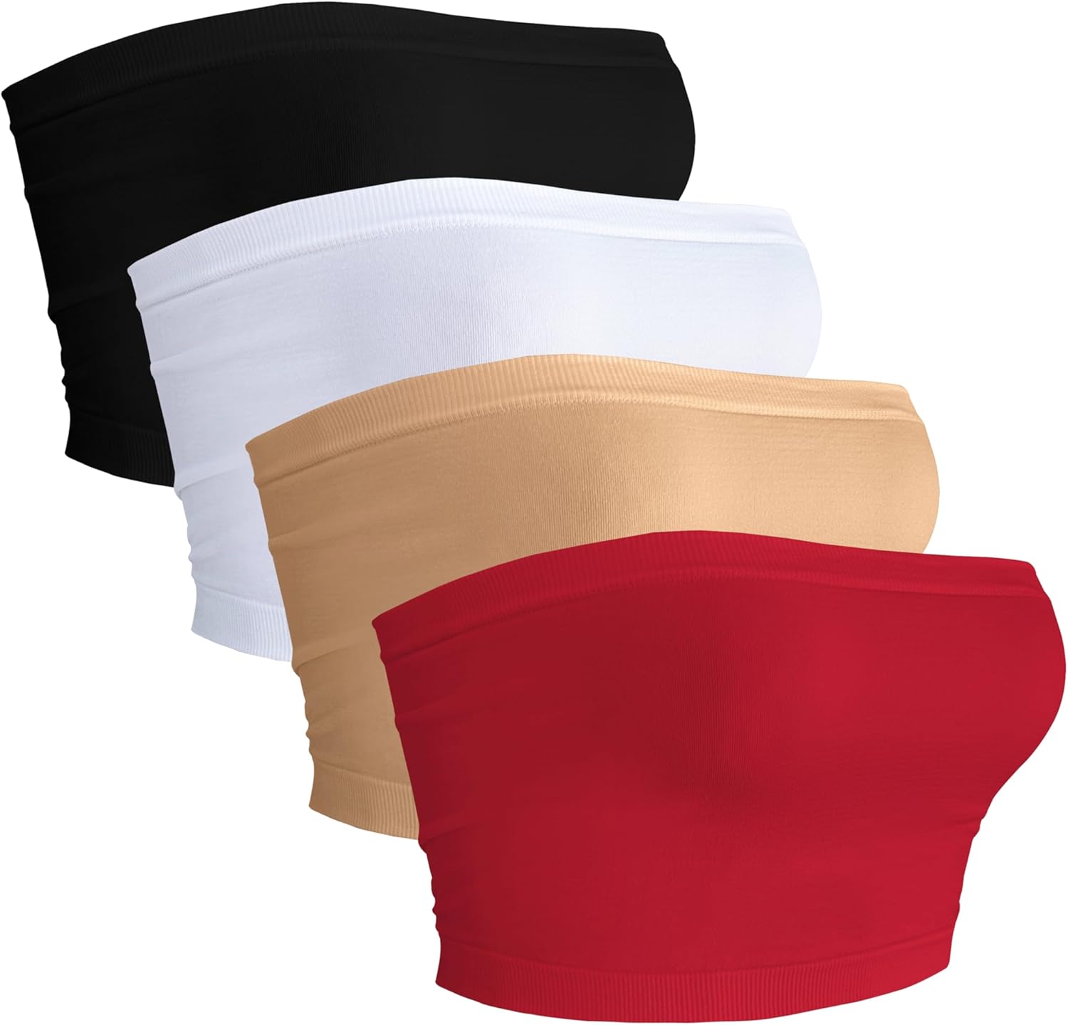 4 Pieces Tube Top Strapless Tops for Women Summer Bandeau Basic Crop Tops Sleeveless Shirt