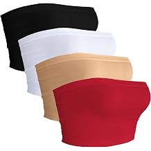 4 Pieces Tube Top Strapless Tops for Women Summer Bandeau Basic Crop Tops Sleeveless Shirt 2026