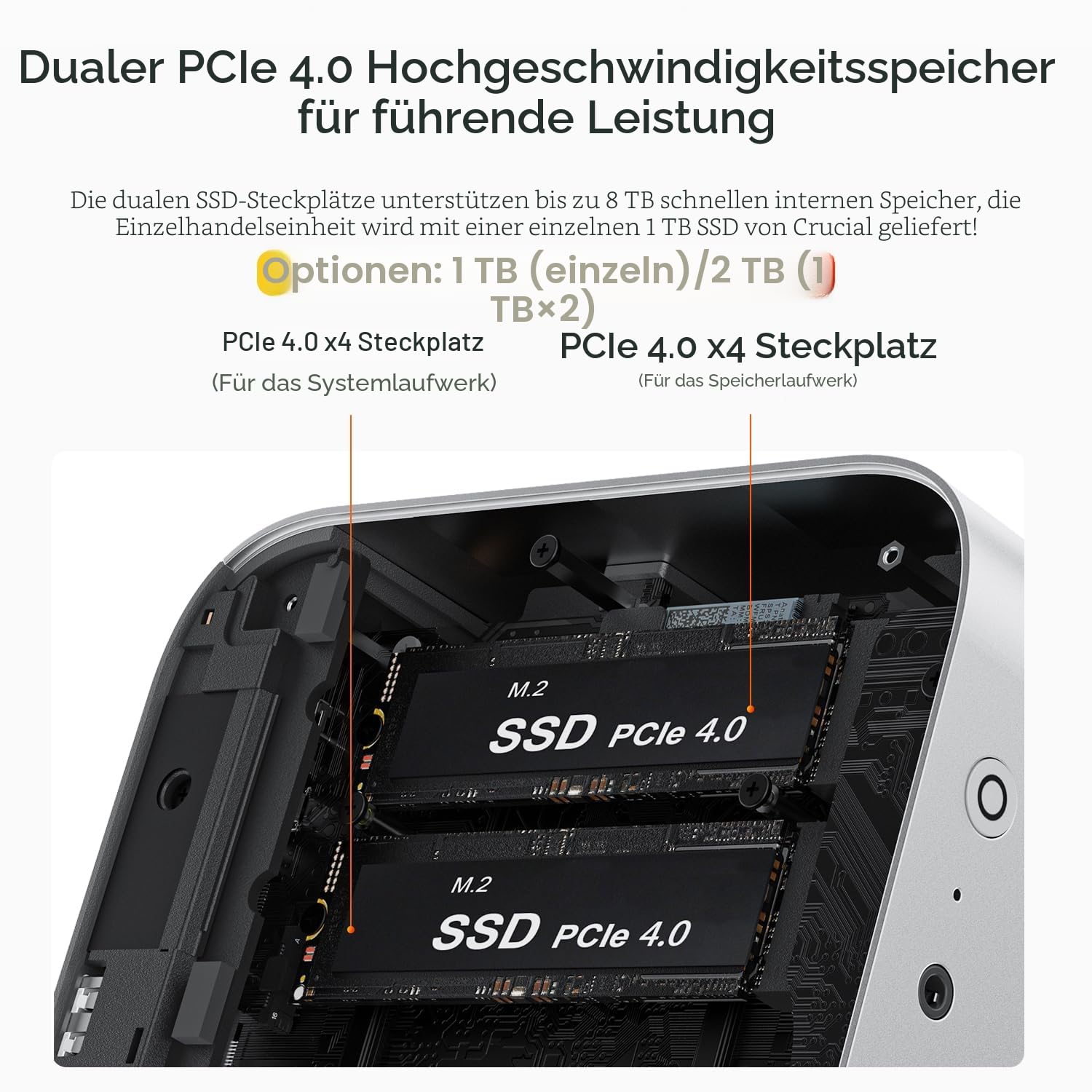 Beelink SER9 Pro AI Mini PC, AMD Ryzen AI 9 HX 370(12C/24T, bis zu 5.1GHz), Mini Computer 32GB LPDDR5X RAM 1TB PCIe4.0 SSD Windows 11 Pro, Integrierte MIC/Lautsprecher, USB4/WiFi6/BT5.2/RJ45 2.5G
