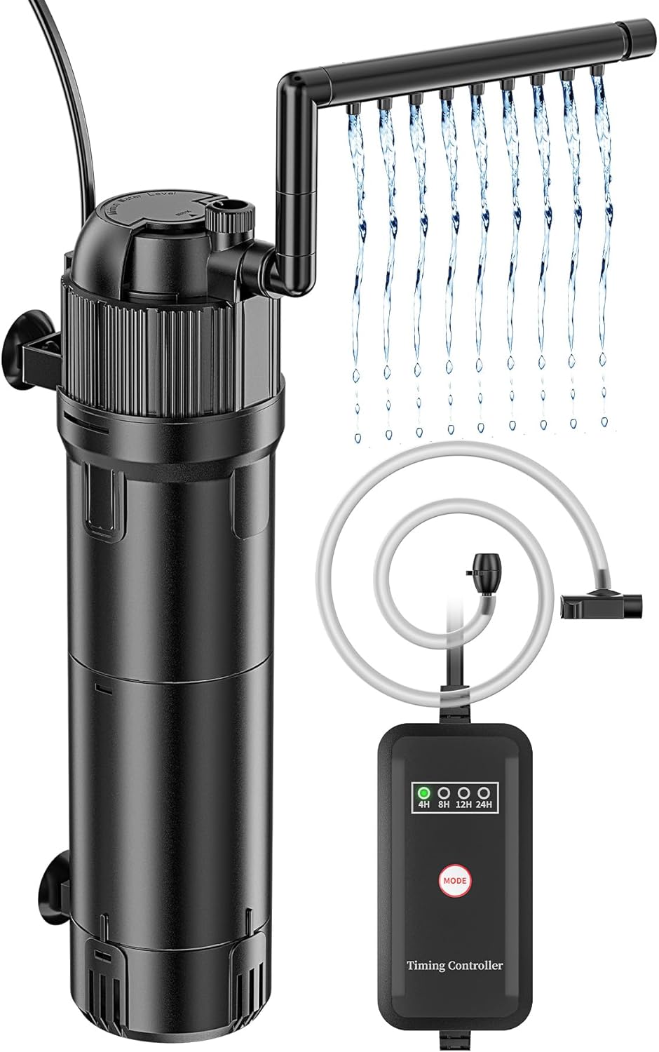 Forever Speed ​​5-in-1 Aquarium-Innenfilter mit UVC-Klärer 8 Watt, Aquarium-Filterpumpe inklusive einstellbarem Durchfluss 650 l/h für 100–300 l Aquarien