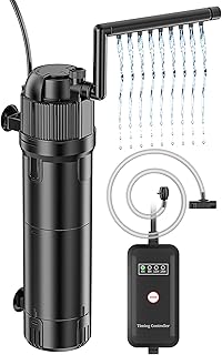 Forever Speed 5-in-1 Aquarium Innenfilter mit UVC Klärer 8 Watt, Aquarium Filter Pumpe inkl Einstellbarer Durchfluss 650L/h für 100-300L Aquarien