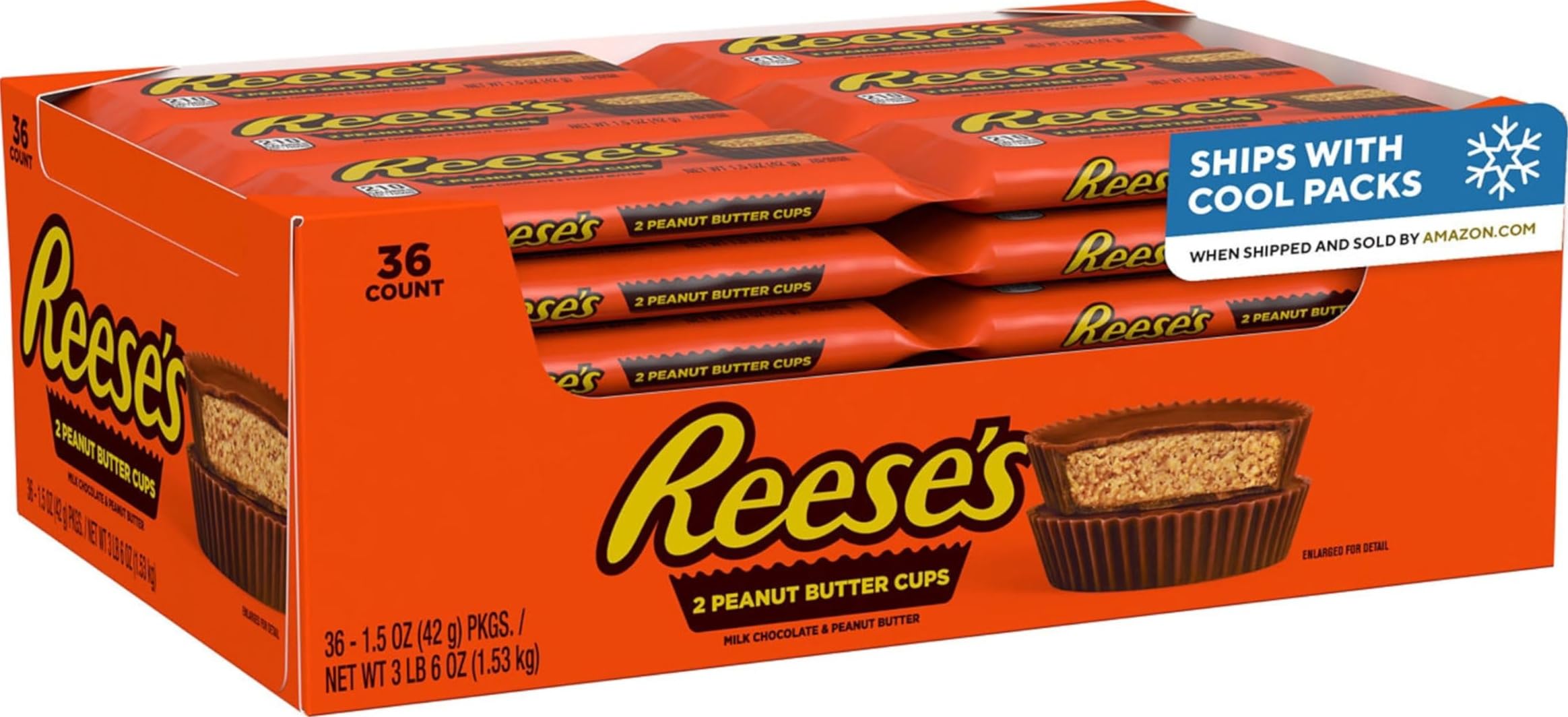 REESE'S Milk Chocolate Peanut Butter Cups, 1.5 oz, 36 ct