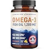 Triple Strength Omega 3 Fish Oil 1200 mg | EPA & DHA | Wild Caught, Sustainably Sourced Omega-3 Fatty Acids | Premium Burpless Fish Oil Supplements | Non-GMO, Third-Party Tested | 30 Softgels