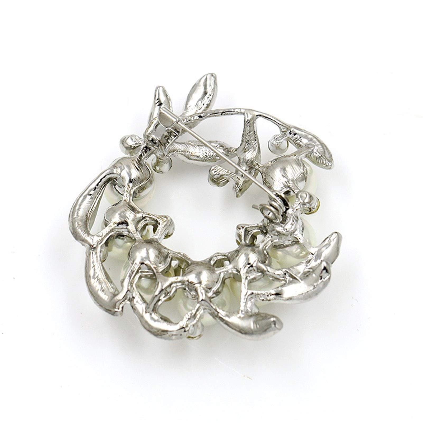 RWRAPS Brosche, glänzend, silberfarben plattiert, Blumenkranz-Broschennadeln mit künstlichen Perlen für Damen (Metallfarbe: hellgelbe Goldfarbe) ()