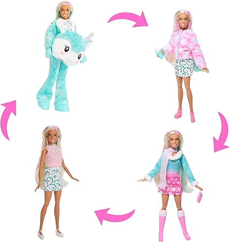 Miniatura 4 de Barbie Cutie Reveal - Calendario de Adviento y muñeca, cabello azul y rosa, 25 sorpresas incluyen ropa, accesorios y mascotas que cambian de color,