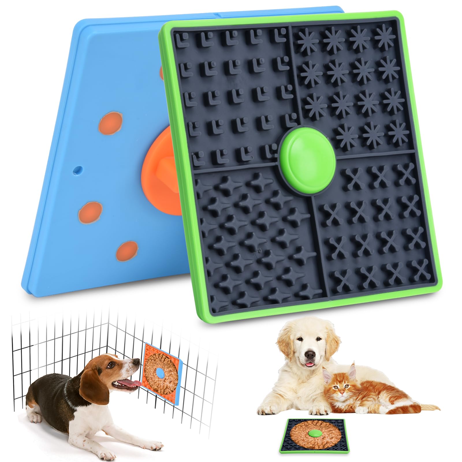 ChengFu Lick Mat for Dogs,Dog Peanut Butter Lick Pads,Dog Slow Food Licking Pad,Crate Training Aids for Puppies Slow Food Licking Pad,Green(1 Pack)