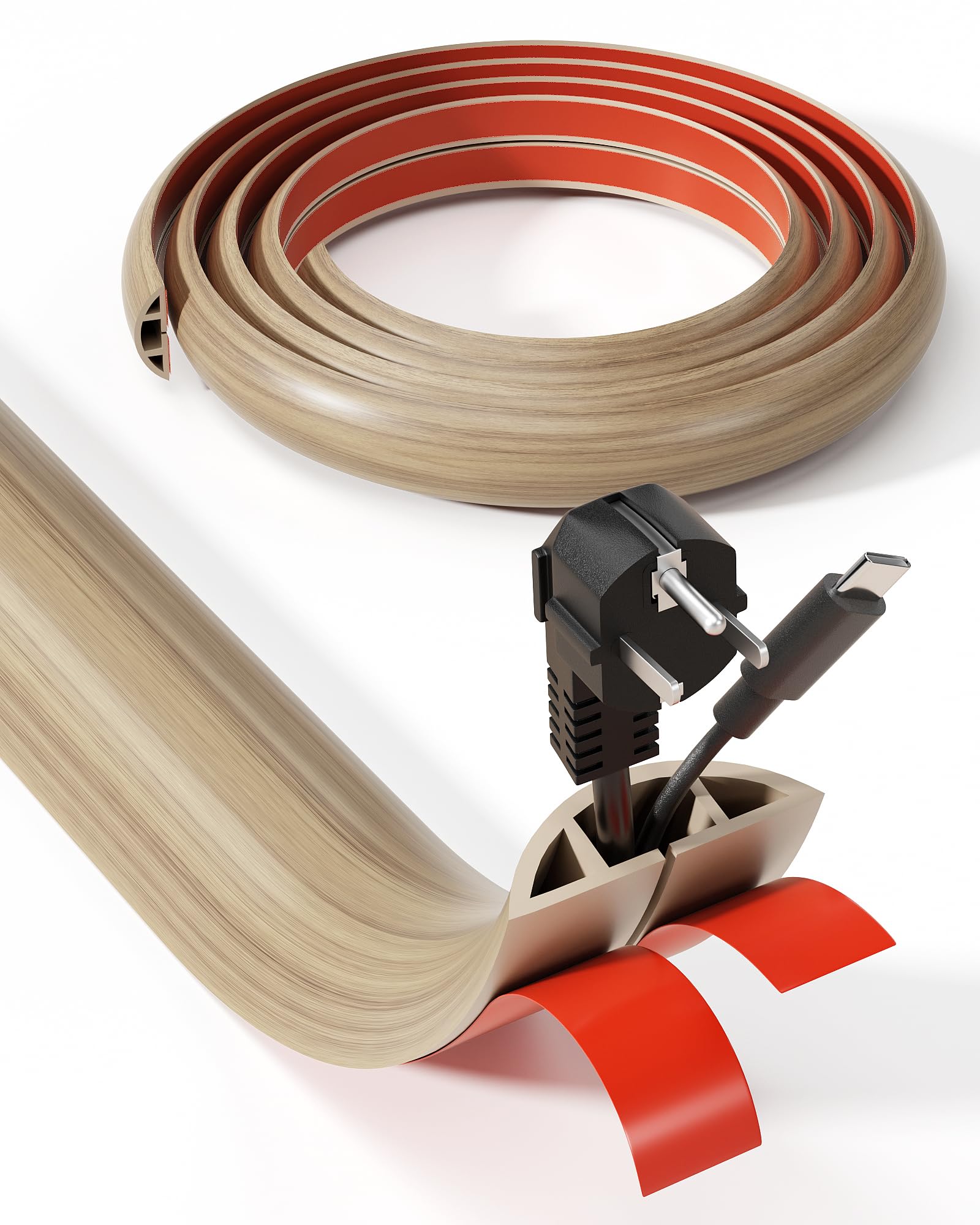 YECAYE Floor Cable Cover, Light Wood, W50mm X H12mm