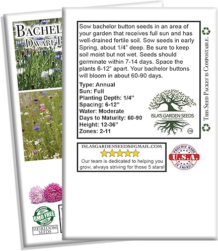 Miniatura 7 de "Mezcla de lunares enanos", semillas de flores de botón de soltero para plantar, más de 200 semillas por paquete, semillas de jardín de Isla