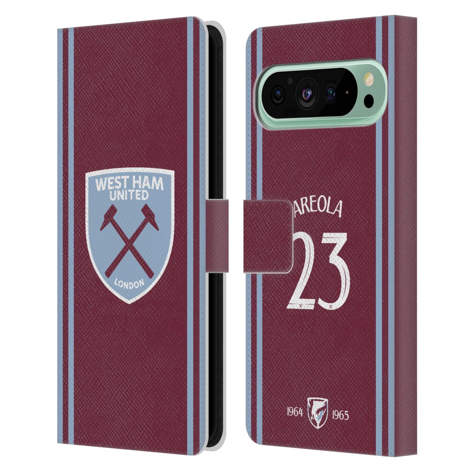 Head Case Designs Officially Licensed West Ham United FC Alphonse Areola 2024/25 Players Home Kit Leather Wallet Case Compatible With Google Pixel 9 Pro XL