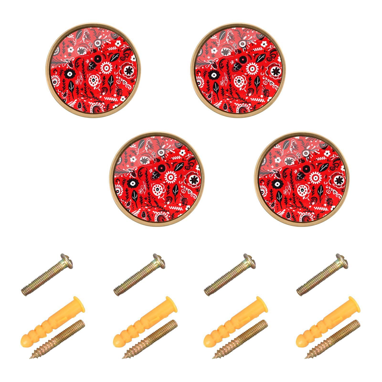 ODAWASpoonflower Dresser Drawer Knobs 4 Pack Cabinet Knobs Cupboard Wardrobe Pulls Handles, 1-1/4 Inch (32 Mm)