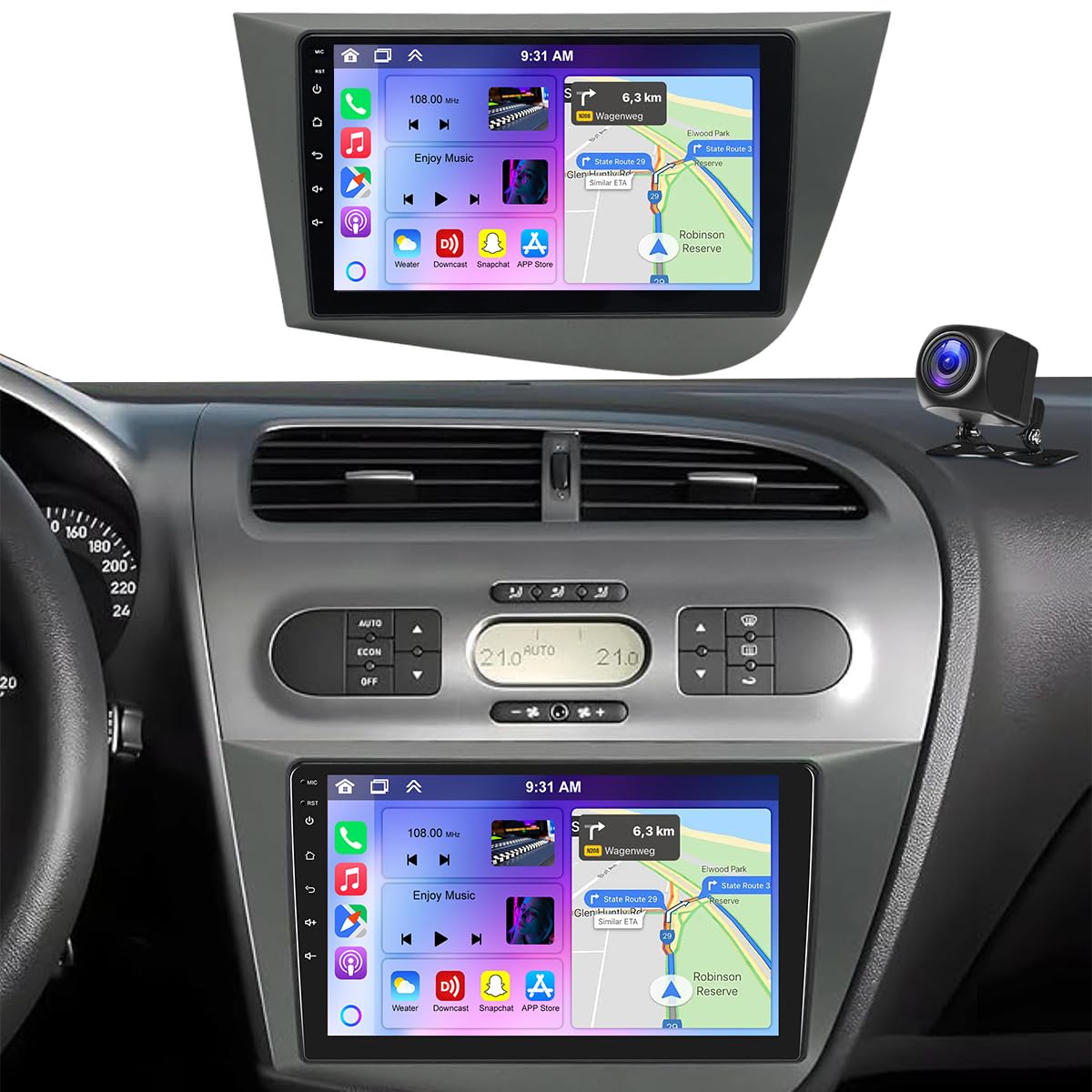Android 15 4G+64G 9 Inch 2 DIN Car Radio for Seat Leon 2005-2013