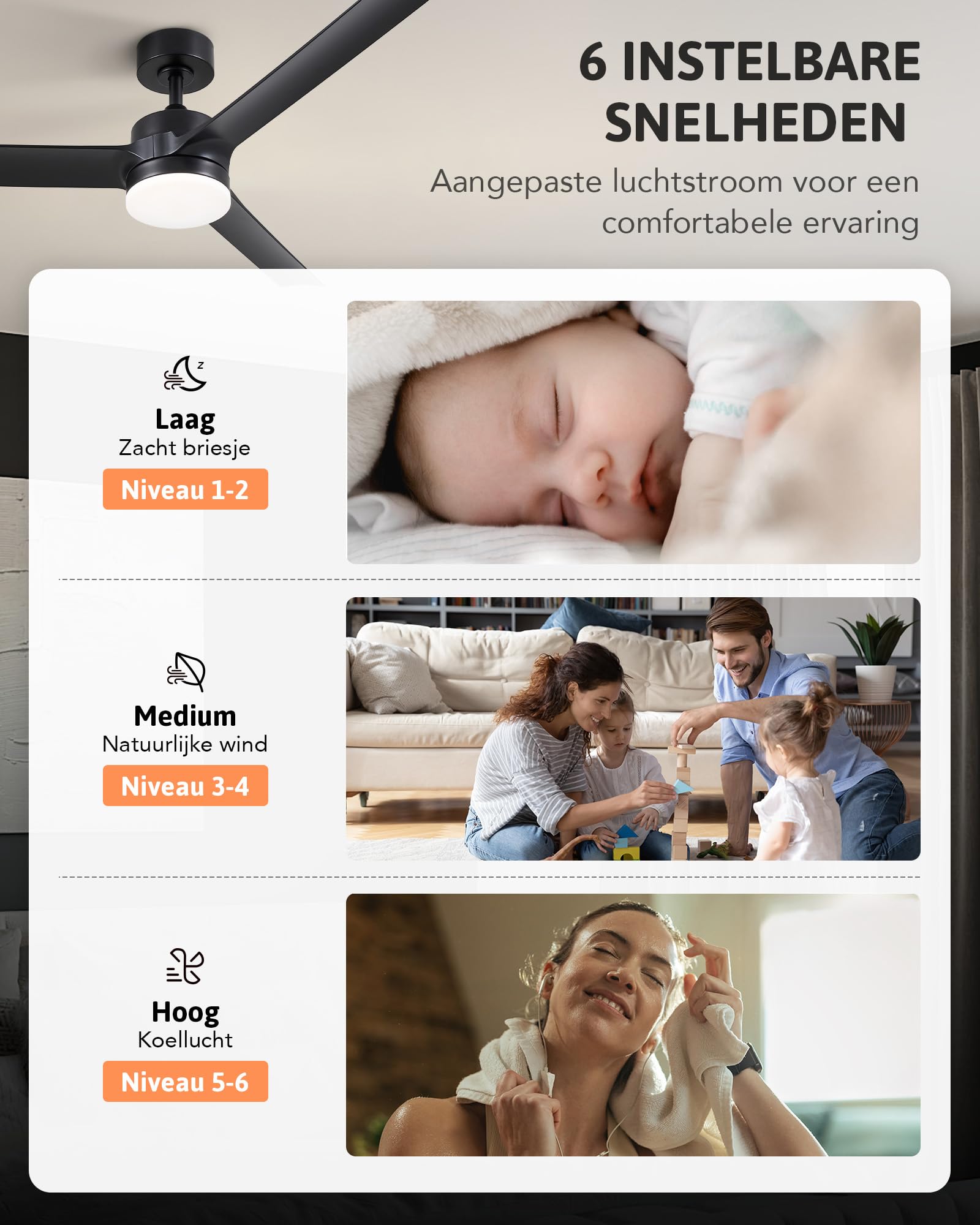 CO-Z 52 Zoll Deckenventilator mit Beleuchtung und Fernbedienung 2 in 1 Ventilator LED Deckenleuchte ABS mit Timer für Innen und überdachten Außenbereich