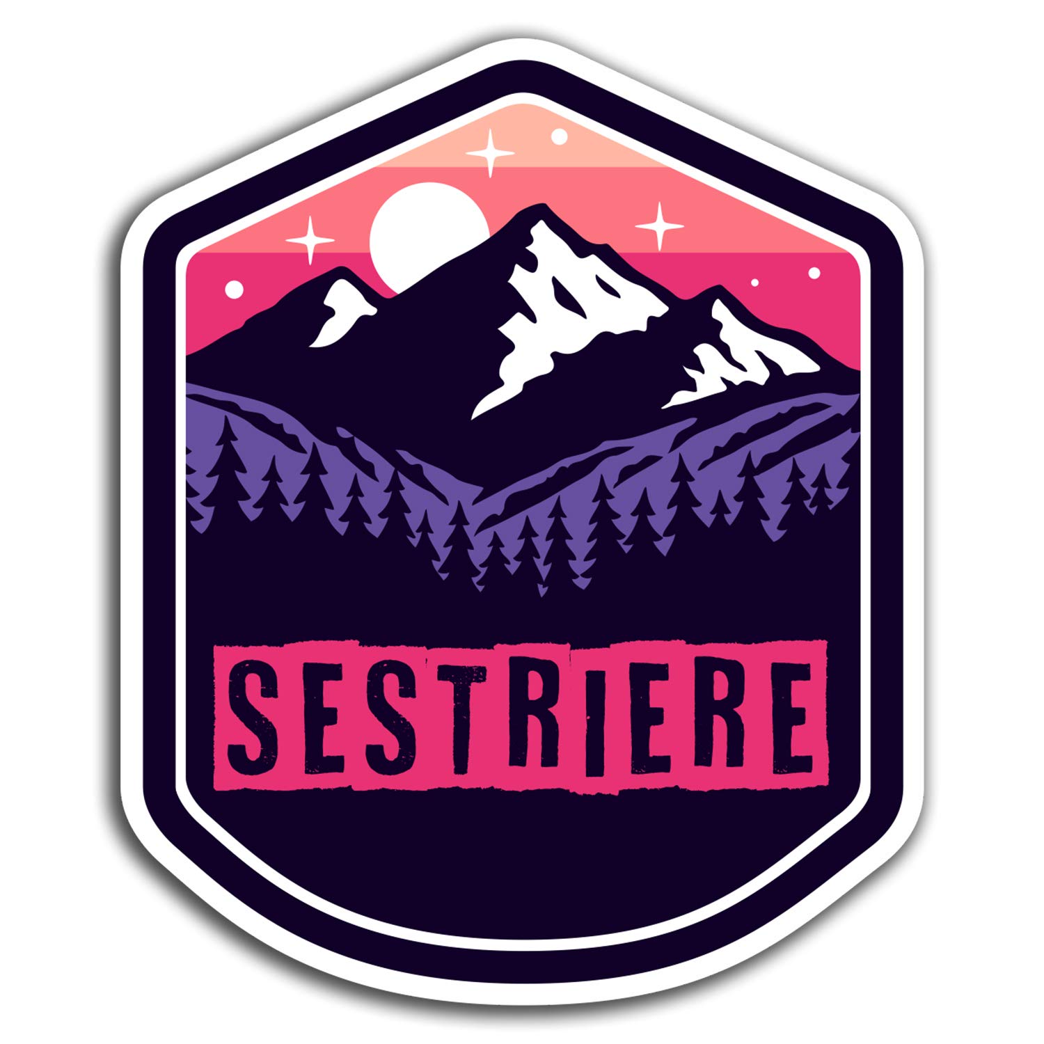 Destination Vinyl Ltd Multi 2 X 10Cm Sestriere Skiing Vinyl Stickers - Travel Sticker Laptop Luggage #23702 (10Cm Tall)