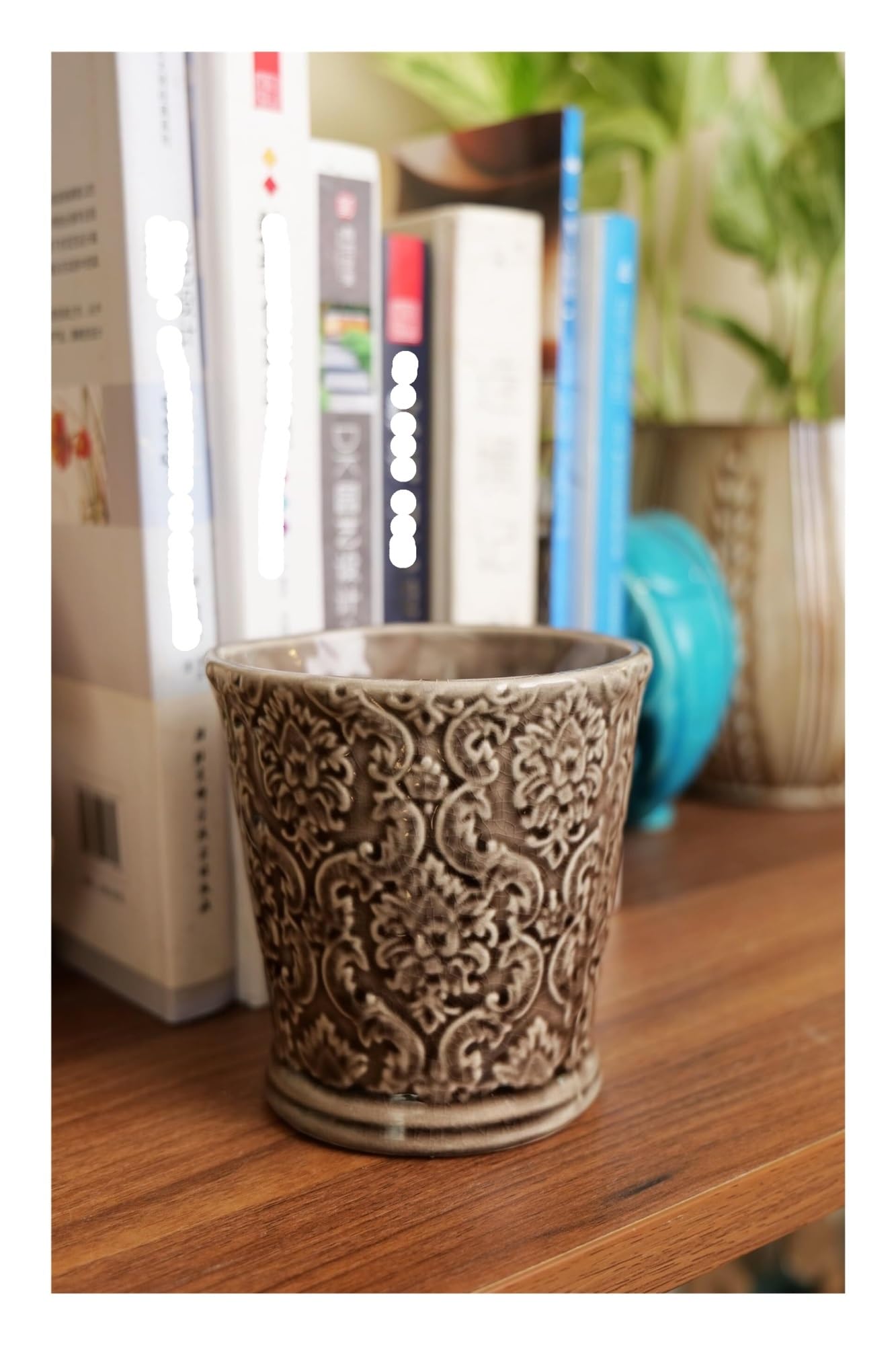 Ceramiczne doniczki z kwiatowym wzorem, do użytku wewnątrz i na zewnątrz, do sukulentów, kaktusów, storczyków i kwiatów (brązowe)