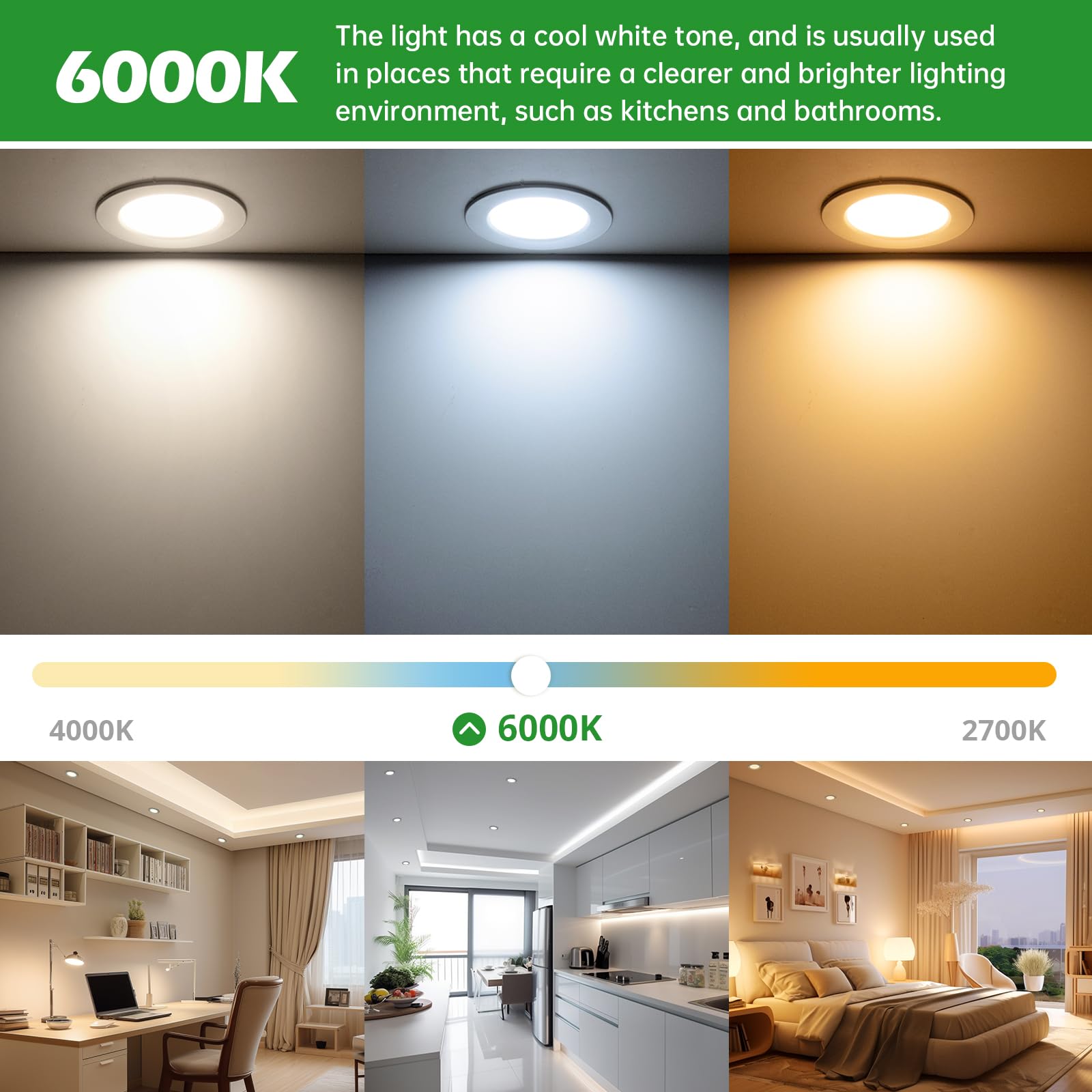 HOMEOW Spot LED Encastrable Extra Plat 68mm, Spot Etanche Salle de Bain IP44, 5W 400 Lumen Spots Encastrés Blanc Neutre 4000K, Trou 68-78mm, AC 220-240V, Lot de 10