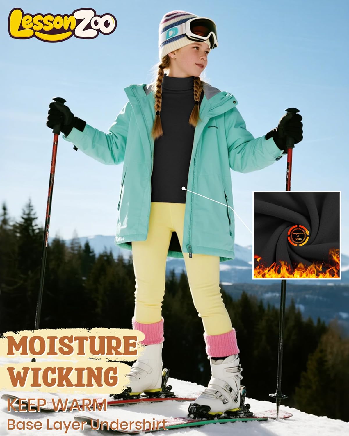 3 Pack Girls Turtleneck T Shirt, Fleece Mock Neck Thermal Tops Long Sleeve Kids Sweater Soft Base Layer Undershirt - Image 5