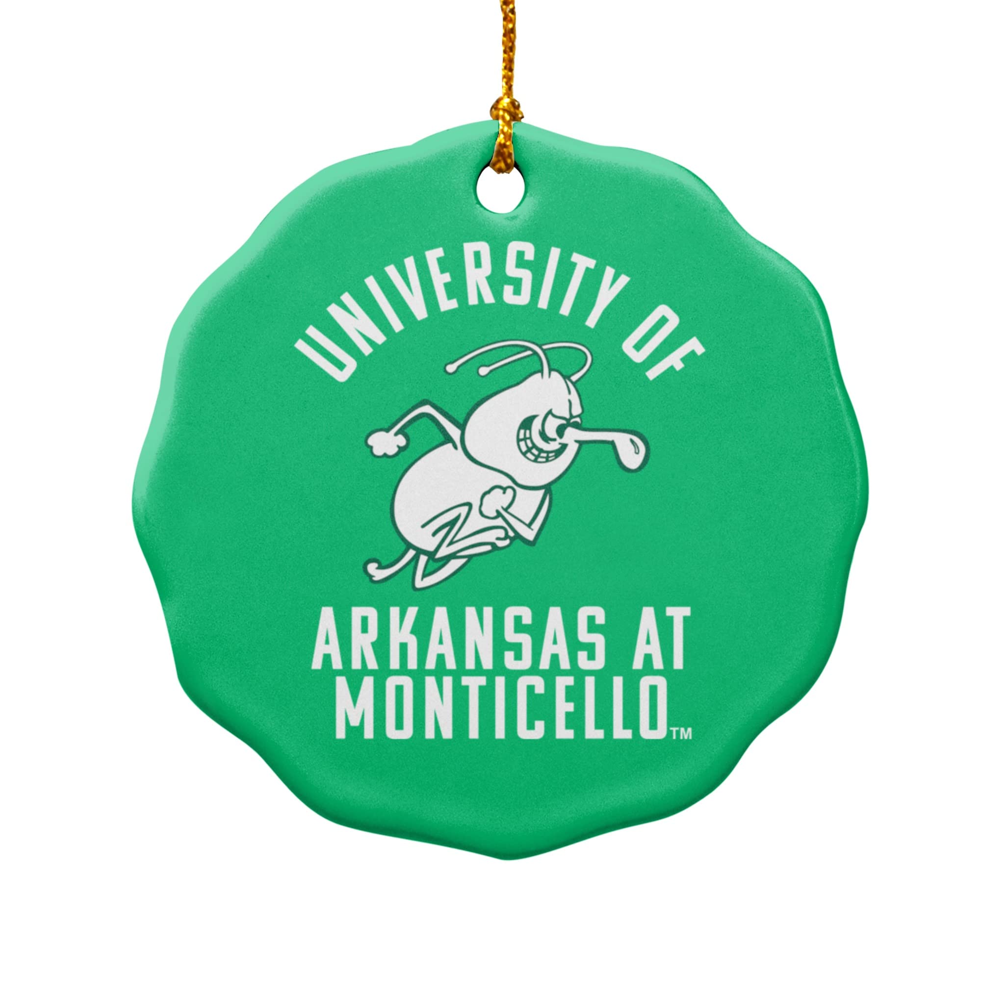 GRAPHICS & MORE University of Arkansas at Monticello Bull Weevil Logo Porcelain Scalloped Holiday Christmas Tree Ornament - 2.8