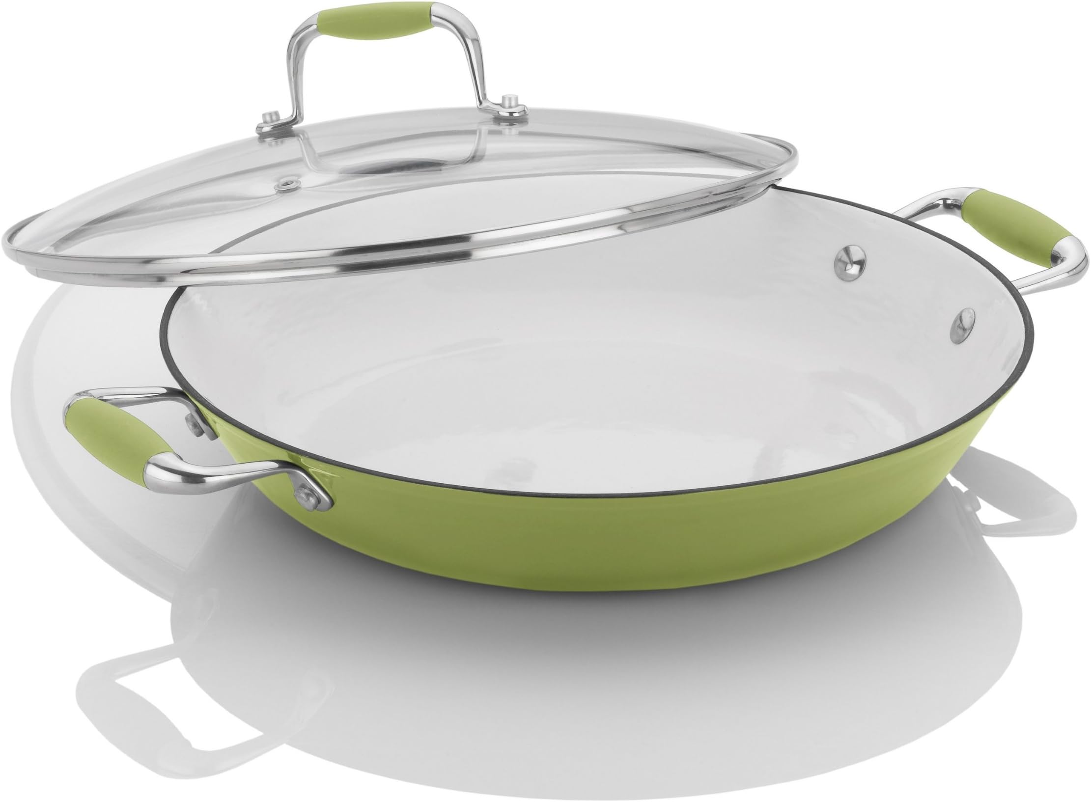Michelle B. by Fagor Cast Iron Lite Chef's Pan with Lid, Lemon Lime, 12"