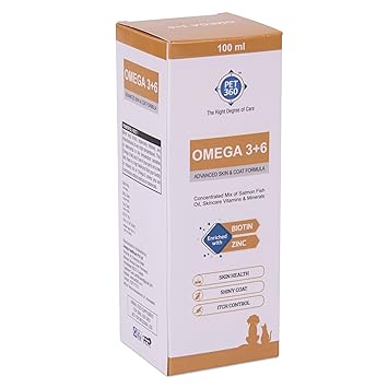 PET360 Omega 3+6 Concentrated Salmon Fish Oil for Dogs & Cats with Vitamins & Minerals | Shinier Coat, Itch & Allergy Control | Improves Skin & Hair Health | Nutritional Supplement for Pets - 100 ml - image, photos