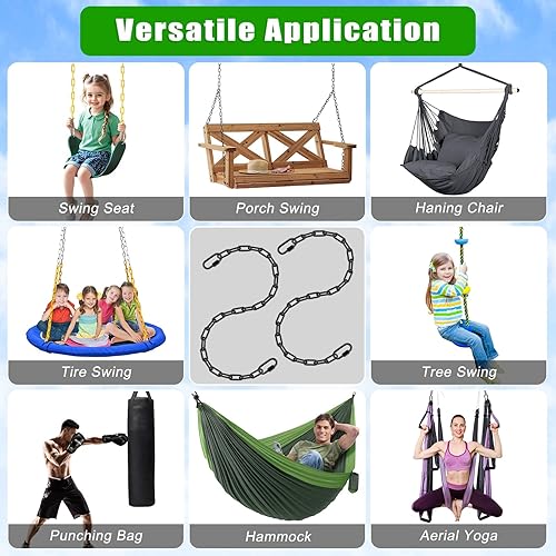 Miniatura 4 de BeneLabel 2 cadenas de columpio resistentes de 85 pulgadas con ganchos, cadenas colgantes de capacidad de 1000 libras, cadenas colgantes para