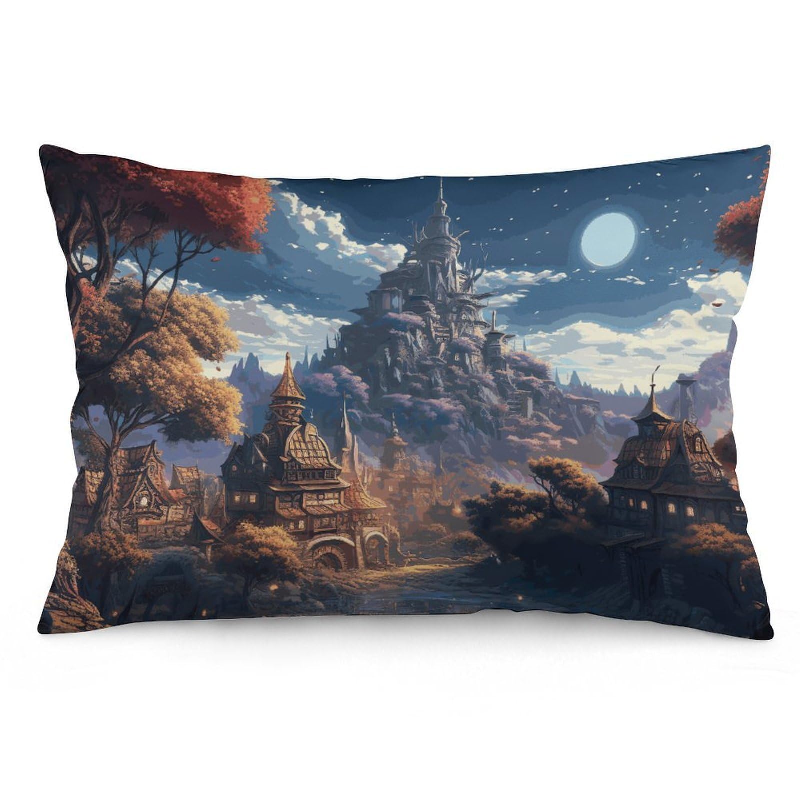 2 Pack Pillow Cases for Hair and Skin, Soft Breathable Pillow Case Covers with Hidden Zipper, Fantasy Town Pillowcase 20"x30" Pillow Covers for Sleeping Gift