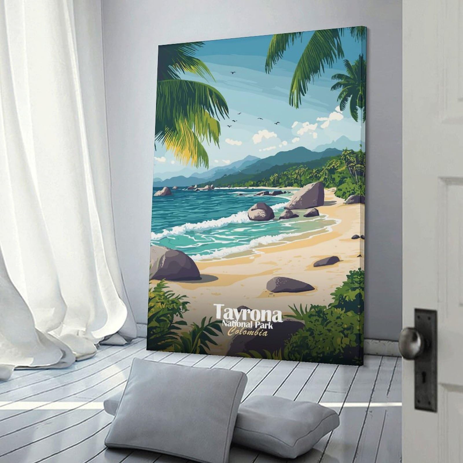 Junmoney Tayrona National Park, Col Canvas Wall Decor, 20x30inch(50x75cm), for Home Lounge, Bedroom Or Reading Nook, Modern Wall Decor for Cosy Interiors