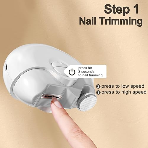 Miniatura 3 de Cortaúñas y lima automáticos eléctricos, recortadora y pulidora de uñas 2 en 1, recargable por USB de 2 velocidades, juego de manicura de uñas y