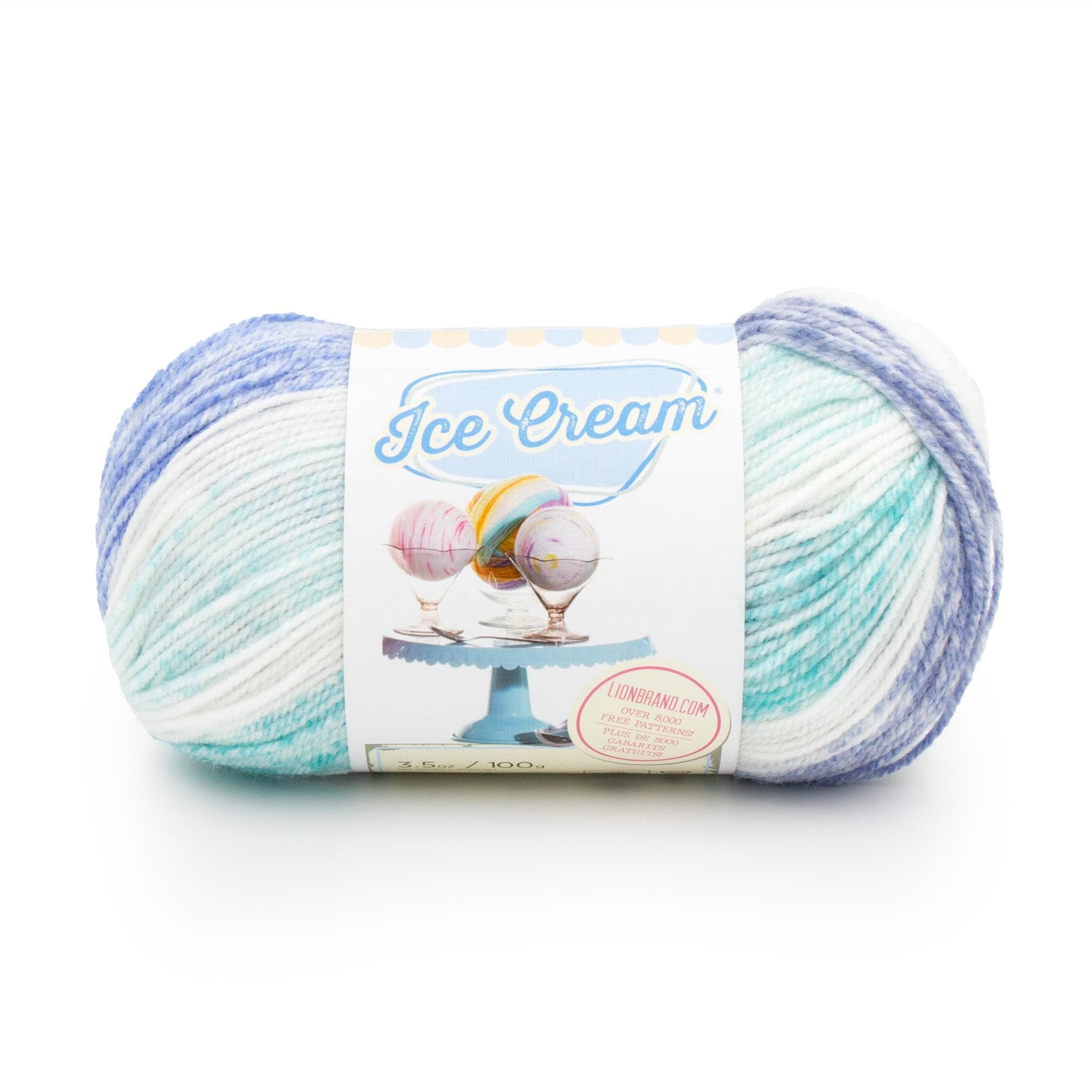 Lion Brand Yarn, Ice Cream Baby Yarn for Knitting, Crochet, and Crafts, Smurf, 1 Pack, DK Weight Colorful Acrylic Fiber for Baby Blankets, Hats, and Sweaters