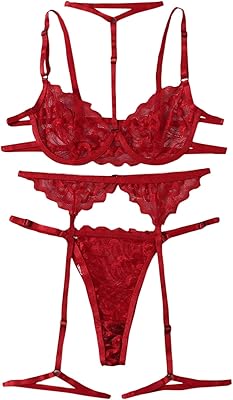 SheIn Womens Floral Lace Embroideried Sheer Garter Ethiopia