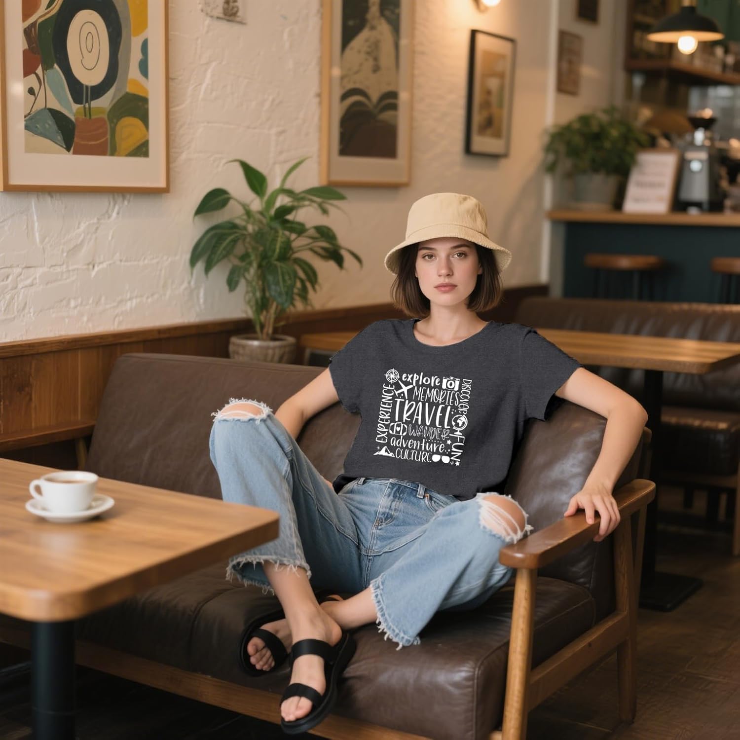 Travel Shirts for Women Adventure T-Shirt Traveling Themed Tee Tops - Image 2