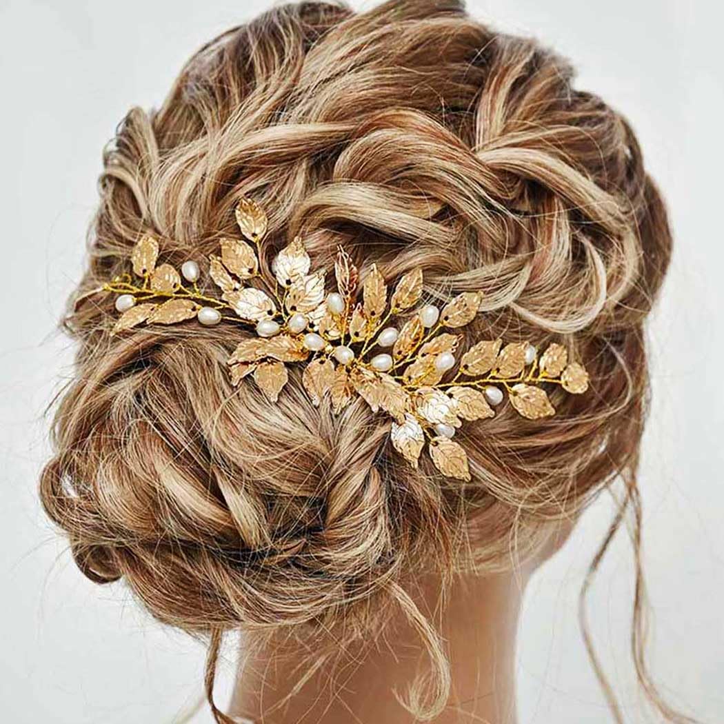 GORAIS Wedding Hair Comb Accessory Gold Hair Pieces Bridal Hair Accessories