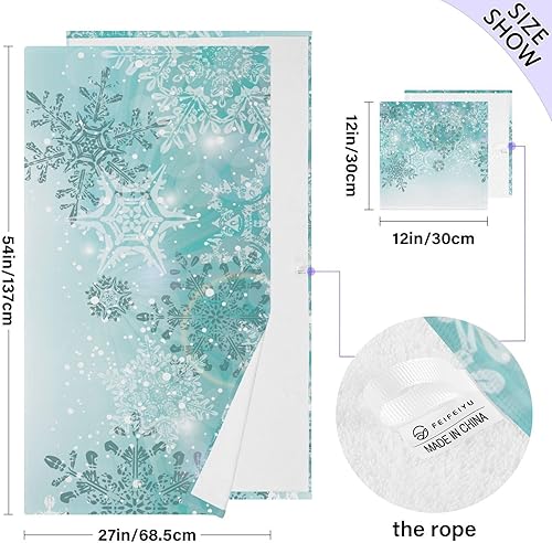 Miniatura 6 de senya Juego de toallas de baño, toallas de baño de algodón de Navidad, color verde azulado, turquesa, de invierno, suaves, altamente absorbentes, de