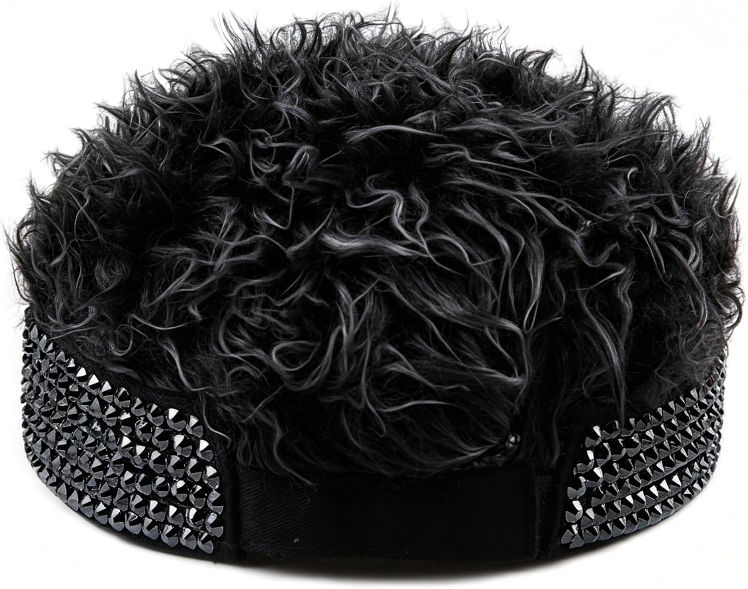 Rhinestone Visor Hat with Faux Hair Sparkly Sun Visor Cap Adjustable Novelty Wig Hat for Women Men Party Golf Outfit