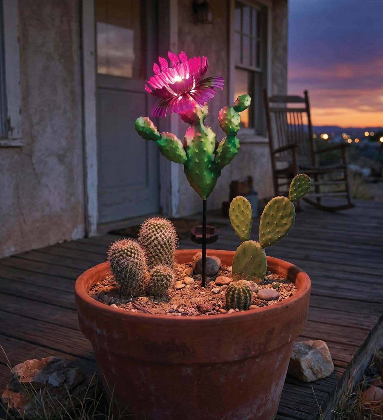 Regal Art & Gift Solar Garden Stake Outdoor Waterproof | Decorative Yard Light with Metal, Glass, and Acrylic Accents for Lawn, Pathway, or Flower Bed Décor | Prickly Pear Cactus |35.5 Inch